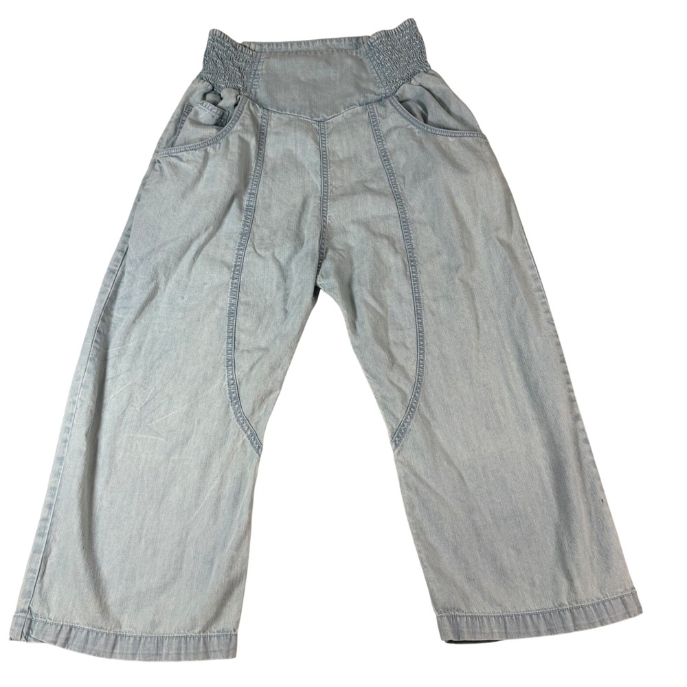 We The Free People Pants Womens S Light Blue Denim Boho Barrel Wide Leg Jeans